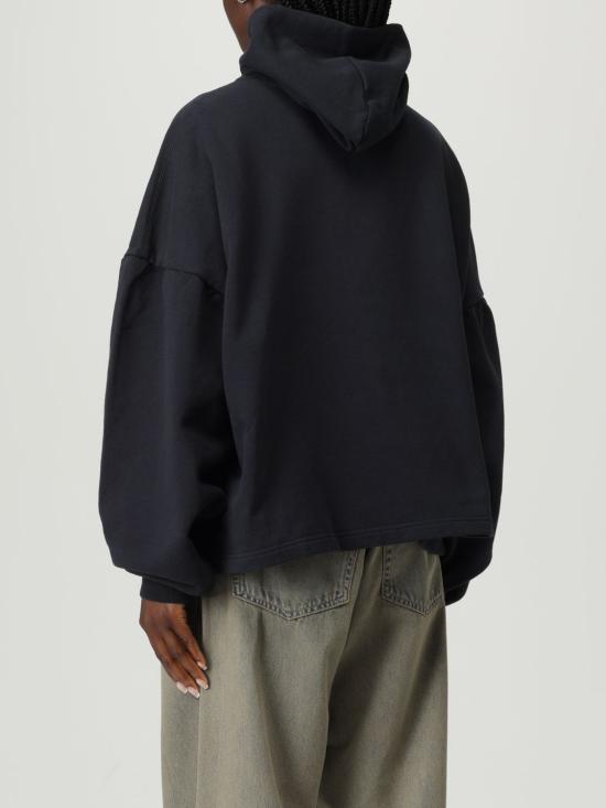 25FW 발렌시아가 로고 후드 티셔츠 818433TSVO3 1083 Black - BALENCIAGA