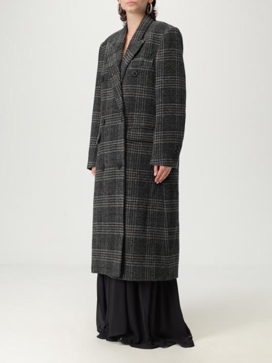 25FW 이자벨마랑에뚜왈 렉사나 롱 체크 울 코트 MA0285FAC3D02E 02GY Grey - ISABEL MARANT ETOILE