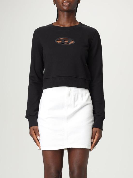 25FW 디젤 F 슬리미 Od 컷아웃 로고 크롭 스웨트셔츠 A099310GRAC 9XX Black