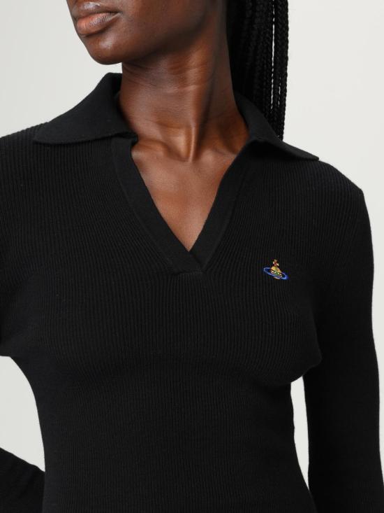 25FW 비비안웨스트우드 MARINA 마리나 오브 자수 폴로 스웨터 18030040Y001V N401 Black - VIVIENNE WESTWOOD