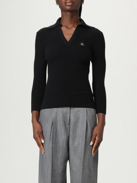 25FW 비비안웨스트우드 MARINA 마리나 오브 자수 폴로 스웨터 18030040Y001V N401 Black