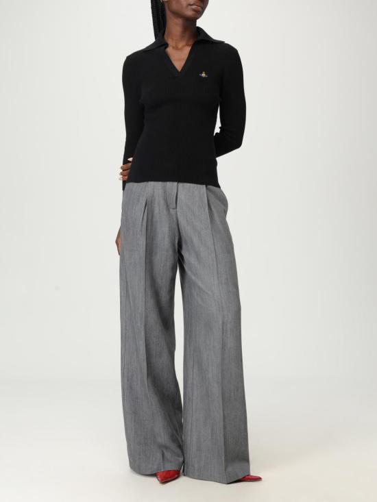 25FW 비비안웨스트우드 MARINA 마리나 오브 자수 폴로 스웨터 18030040Y001V N401 Black - VIVIENNE WESTWOOD