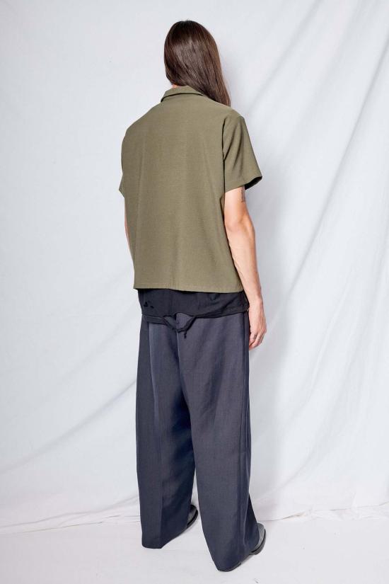  어셈블리 뉴욕 반팔 셔츠 어셈블리 그린 시어서커 지퍼 캠프 - ASSEMBLY NEW YORK