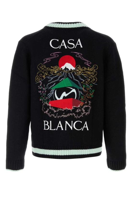 25FW 카사블랑카 가디건 MPF25KW100101 STACASMOUTEM Black - CASABLANCA