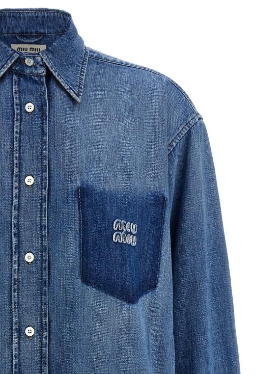 25FW 미우미우 블라우스 GWC125SOOO17GGF0076 Blue - MIU MIU