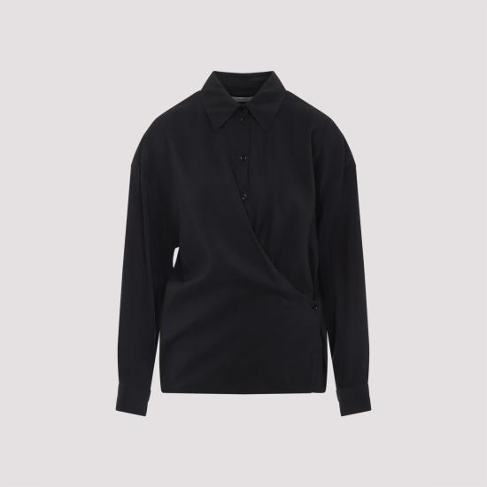 25FW 르메르 스트레이트 칼라 트위스트 셔츠 SH1141 LF1308 BK999 BLACK - LEMAIRE