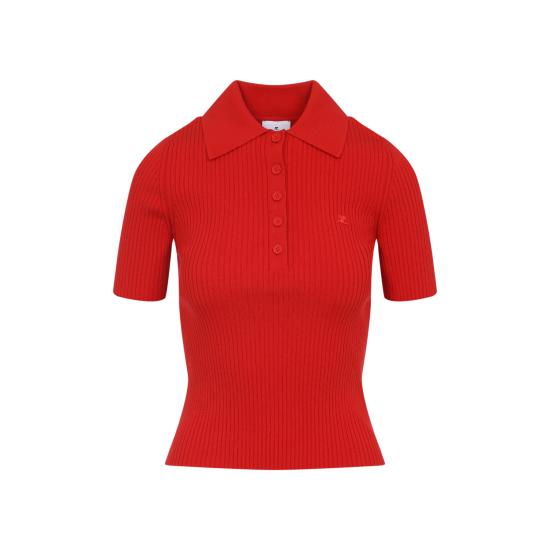 25FW 쿠레쥬 폴로 티셔츠 125MPO029FI0001 4040 POPPY - COURREGES