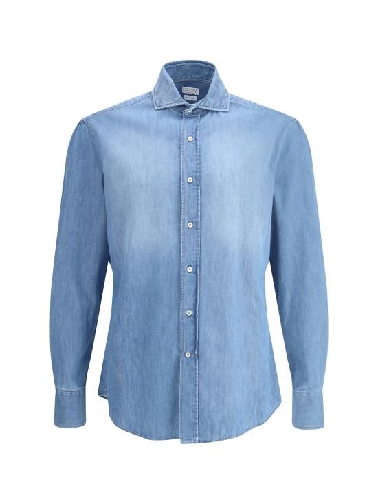 25FW 브루넬로 쿠치넬리 데님 셔츠 MH1921718 C8333 LIGHT BLUE