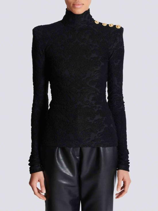 25FW 발망 긴팔 티셔츠 FF1AR962JK65 0PA0PANOIR Black - BALMAIN