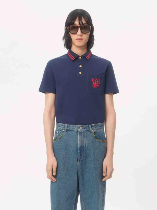 25FW 발렌티노 가라바니 폴로 티셔츠 7V3MH04AB18 D51INDACO NAVY BLUE - VALENTINO GARAVANI
