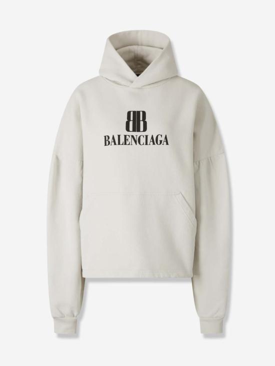 25FW 발렌시아가 로고 후드 티셔츠  818433TSVO3 9012DIRTY WHITE Beige