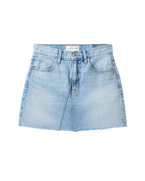  실버레이크 데님 스커트 슬라브레이크 칼라 스커트 라이트 워시 데님