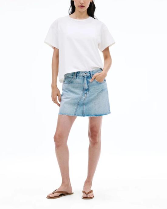  실버레이크 데님 스커트 슬라브레이크 칼라 스커트 라이트 워시 데님 - SLVRLAKE