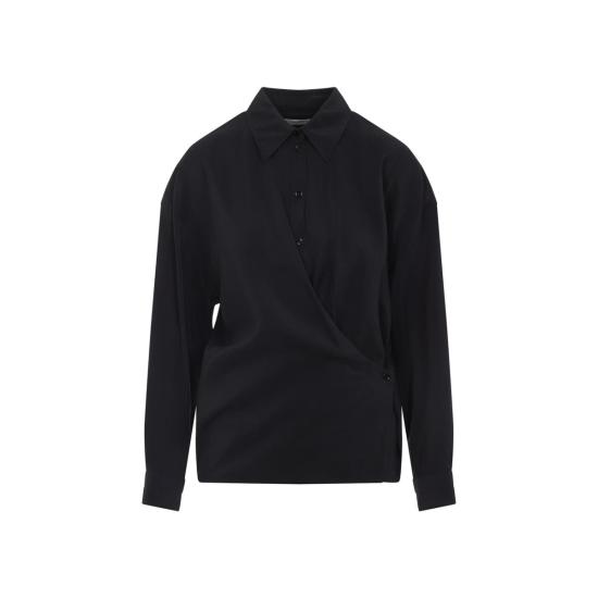 26SS 르메르 스트레이트 칼라 트위스트 셔츠 SH1141 LF1308 999 Black