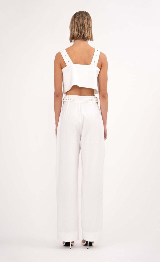  논살란트 레이블 민소매 티셔츠 논샬런트 라벨 크루즈 크롭 탑 화이트 - NONCHALANT LABEL