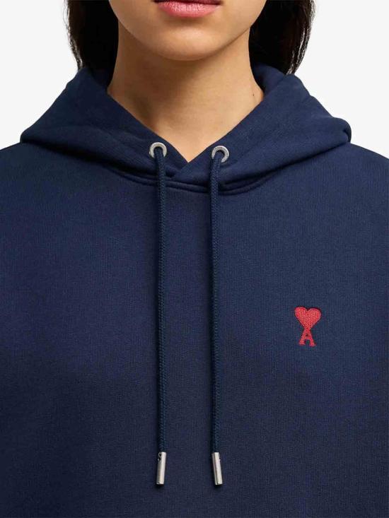 26SS 아미 스몰 하트 로고 루프백 오가닉 코튼 플리스 후드 BFUSW235730430 - AMI