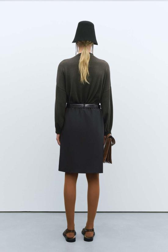  코데라 미디 스커트 코르데라 장식 테일러링 스커트 블랙 - CORDERA