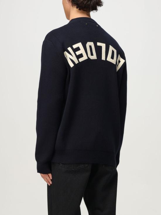 25FW 골든구스 로고 코튼 라운드넥 스웨터 GMP00841P00066250486 Blue - GOLDEN GOOSE