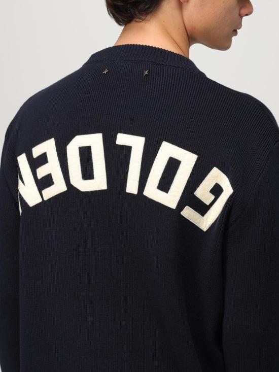 25FW 골든구스 로고 코튼 라운드넥 스웨터 GMP00841P00066250486 Blue - GOLDEN GOOSE
