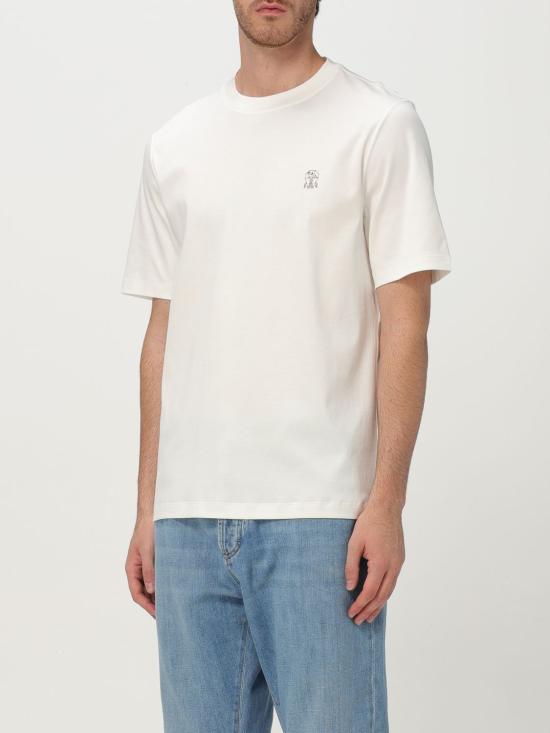 25FW 브루넬로 쿠치넬리 코튼 저지 크루넥 티셔츠 M0B138440 CBH20 White - BRUNELLO CUCINELLI