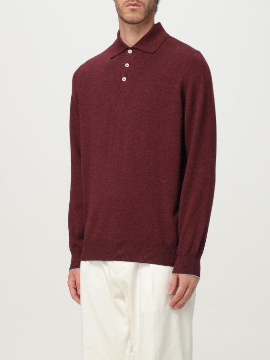 25FW 브루넬로 쿠치넬리 폴로 넥 캐시미어 스웨터 M2200295 CEG54 Burgundy - BRUNELLO CUCINELLI