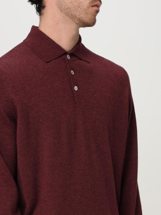 25FW 브루넬로 쿠치넬리 폴로 넥 캐시미어 스웨터 M2200295 CEG54 Burgundy - BRUNELLO CUCINELLI