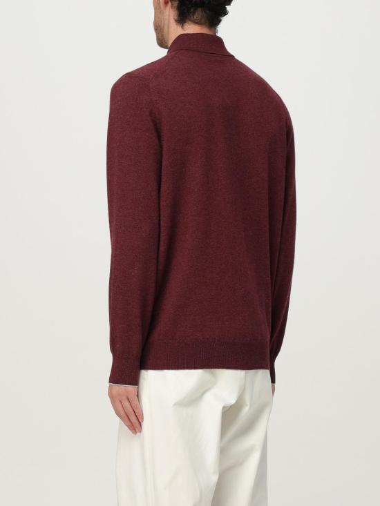25FW 브루넬로 쿠치넬리 폴로 넥 캐시미어 스웨터 M2200295 CEG54 Burgundy - BRUNELLO CUCINELLI