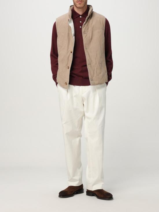 25FW 브루넬로 쿠치넬리 폴로 넥 캐시미어 스웨터 M2200295 CEG54 Burgundy - BRUNELLO CUCINELLI