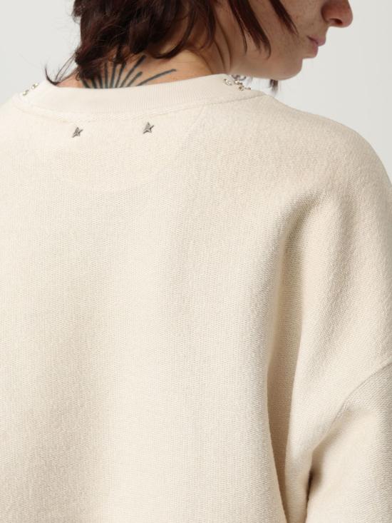 25FW 골든구스 프론트 크리스탈 코튼 크롭 스웨트셔츠 GWP02203P00212211616 Ice - GOLDEN GOOSE