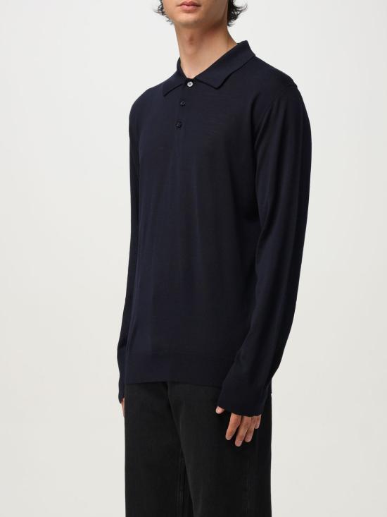 25FW 골든구스 메리노 울 롱 슬리브 폴로 셔츠 GMP01353P00104150501 Navy - GOLDEN GOOSE