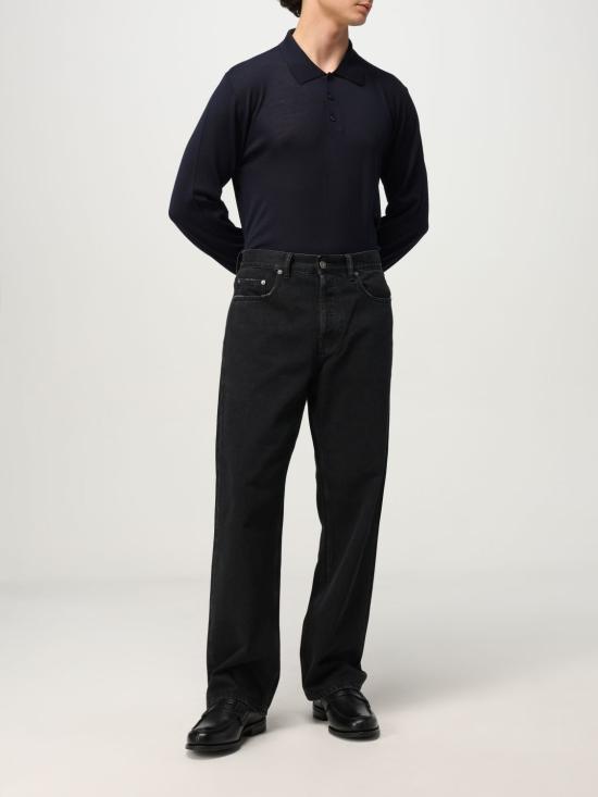 25FW 골든구스 메리노 울 롱 슬리브 폴로 셔츠 GMP01353P00104150501 Navy - GOLDEN GOOSE