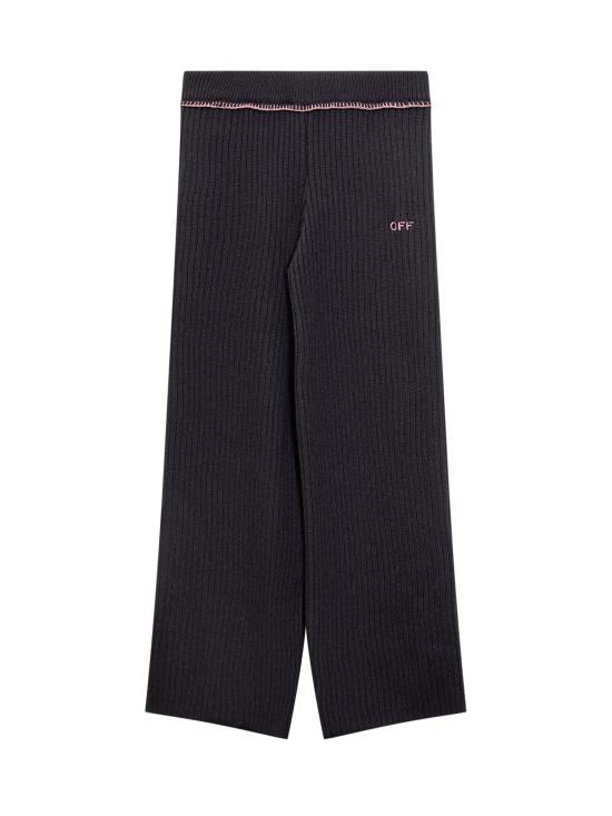 24FW [키즈] 오프화이트 스트레이트 팬츠 OGHG001F24KNI001 1030 BLACK PINK