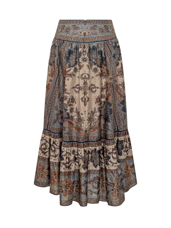 25FW 짐머만 롱 스커트 3479SSS253 BLCMINFLO BLUE CREAM INDIENNE FLORAL - ZIMMERMANN