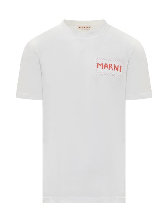 25FW 마르니 반팔 티셔츠 HUMU0198X0UTC446 00W01 LILY WHITE