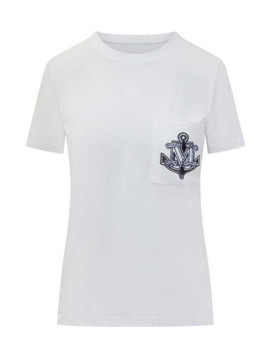 25SS 막스마라 ACACIA 아카시아 앵커 로고 자수 반팔 티셔츠 2511941031600 007 BIANCO BLU