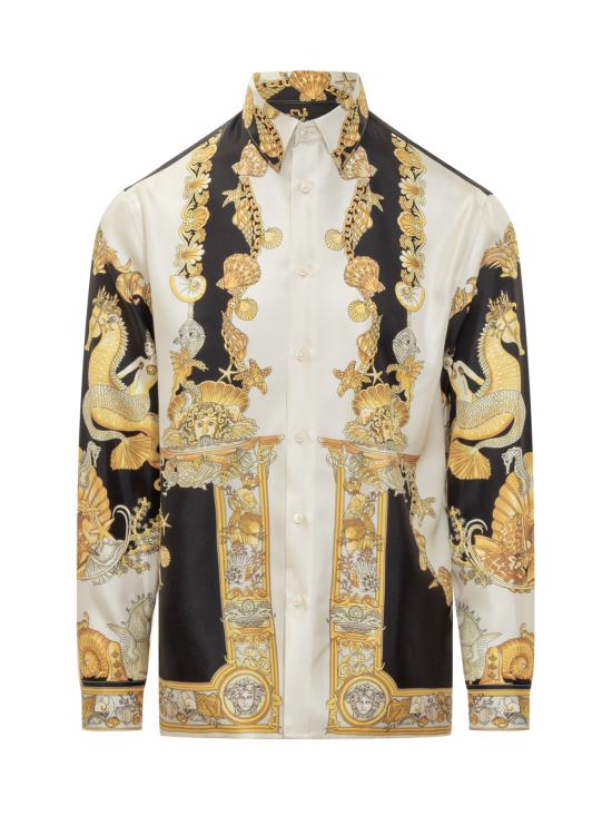 25FW 베르사체 긴팔 셔츠 10194381A14567 5W800 IVORY BLACK GOLD