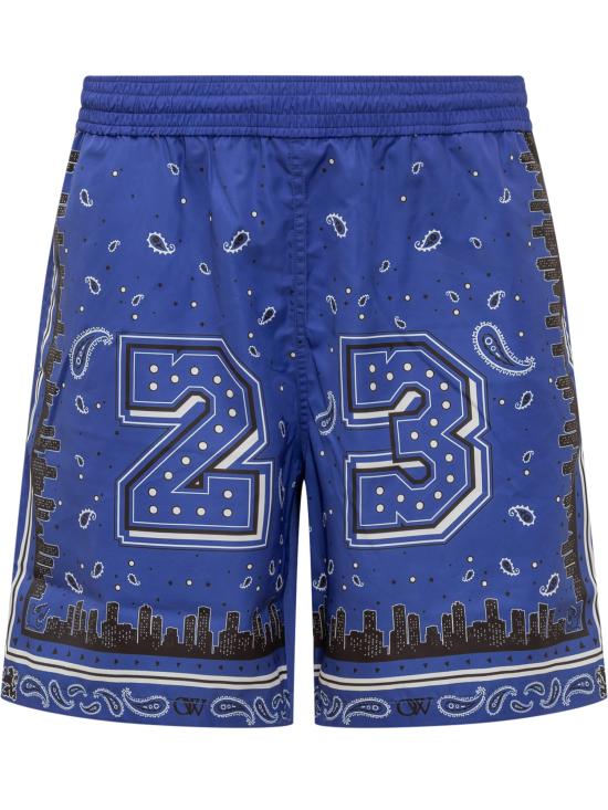 오프화이트 숏팬츠 OMFD008S24FAB002 4600 NAUTICAL BLUE