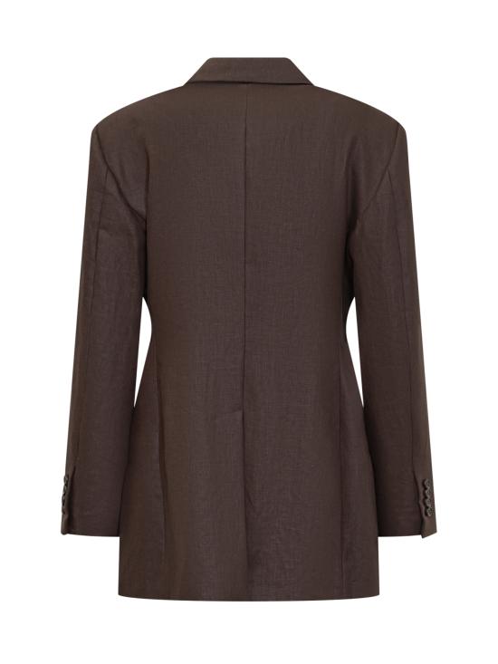 25SS 브루넬로 쿠치넬리 폴리쉬드 린넨 트윌 모닐리 블레이저 ML1427261 C273 DARK CHOCOLATE - BRUNELLO CUCINELLI