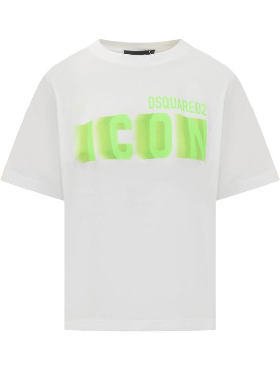  디스퀘어드2 반팔 티셔츠 S80GC0066S24668 968 WHITE GREEN FLUO