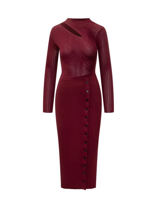 25FW 셀프 포트레이트 원피스 PF25080MBU BURGUNDY