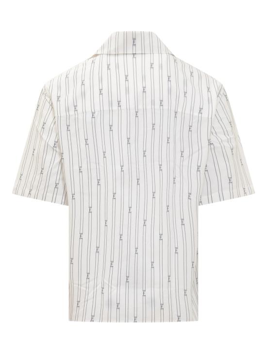  살바토레 페라가모 반팔 셔츠 143806 770864 OPTIC WHITE NERO - SALVATORE FERRAGAMO