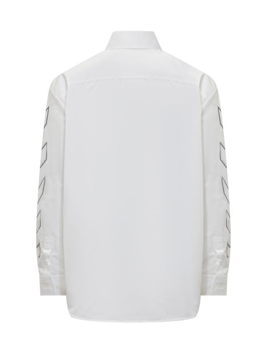 25SS 오프화이트 긴팔 셔츠 OMGE004S25FAB002 0110 WHITE BLACK - OFF WHITE