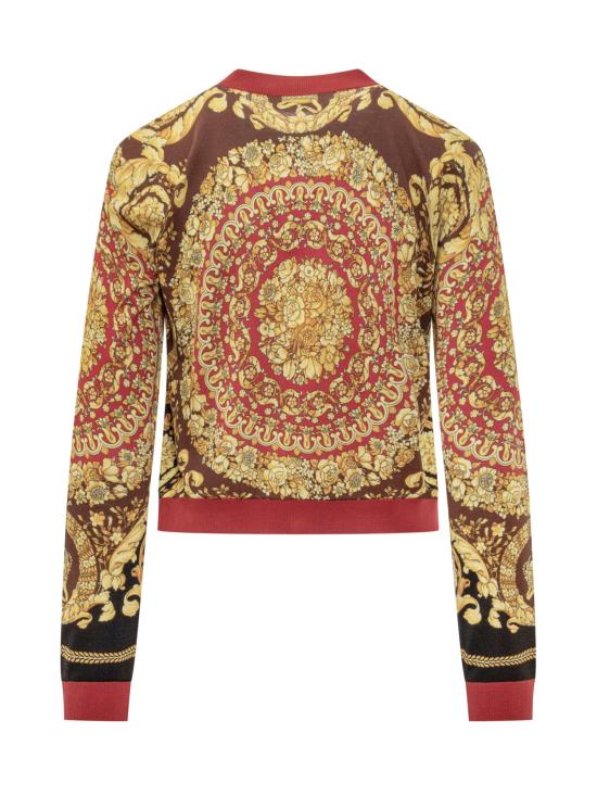 25FW 베르사체 가디건 10203821A14755 5R650 PARADE RED BLACK DARK BROWN - VERSACE