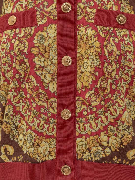 25FW 베르사체 가디건 10203821A14755 5R650 PARADE RED BLACK DARK BROWN - VERSACE