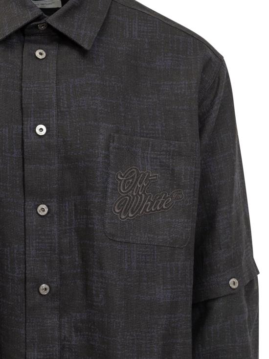  오프화이트 긴팔 셔츠 OMES010S24FAB001 4710 SALONE BLACK - OFF WHITE