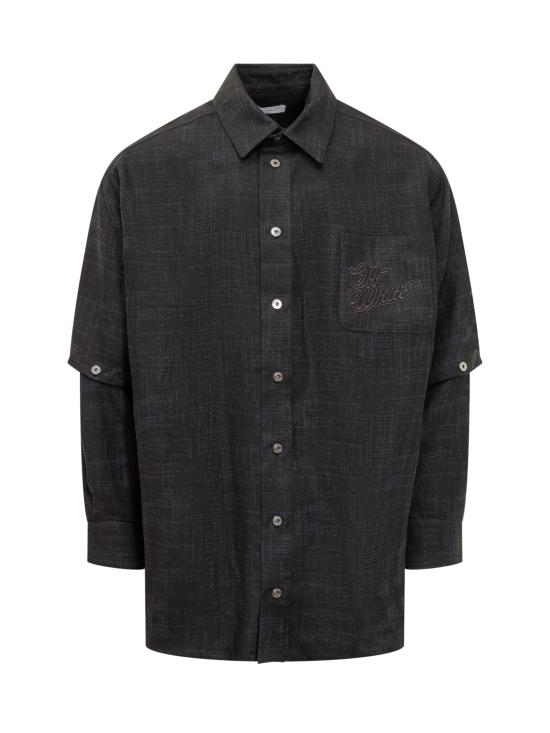  오프화이트 긴팔 셔츠 OMES010S24FAB001 4710 SALONE BLACK