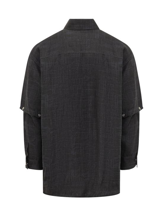  오프화이트 긴팔 셔츠 OMES010S24FAB001 4710 SALONE BLACK - OFF WHITE