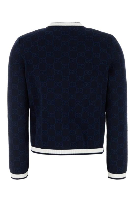 25FW 구찌 파인 코튼 자카드 가디건 836304XKE0P4137 NAVY DOM - GUCCI