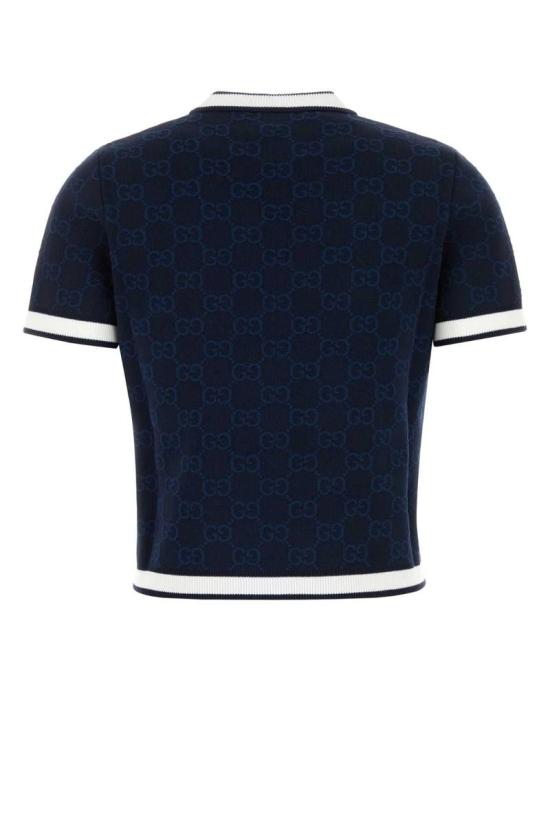 25FW 구찌 파인 코튼 자카드 탑 836303XKE0M4137 NAVY DOM - GUCCI
