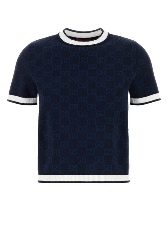 25FW 구찌 파인 코튼 자카드 탑 836303XKE0M4137 NAVY DOM